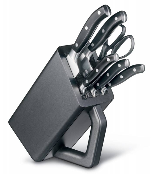 Набор ножей кухонных Victorinox Forged Cutlery Block (7.7243.6) компл.:6шт с подставкой черный подар.коробка