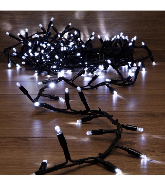 Гирлянда Neon-night 'Кластер' 10 м, 200 LED, черный каучук, IP67, соединяемая, цвет свечения белый
