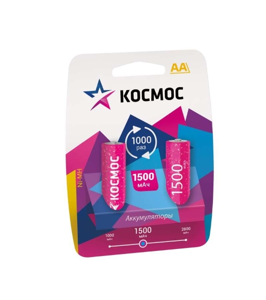 Аккумулятор Космос KOCR6NIMH(1500mA) R6 NiMn 1500мА·ч BP-2 (блист.2шт.) ЦЕНА ЗА 1 шт