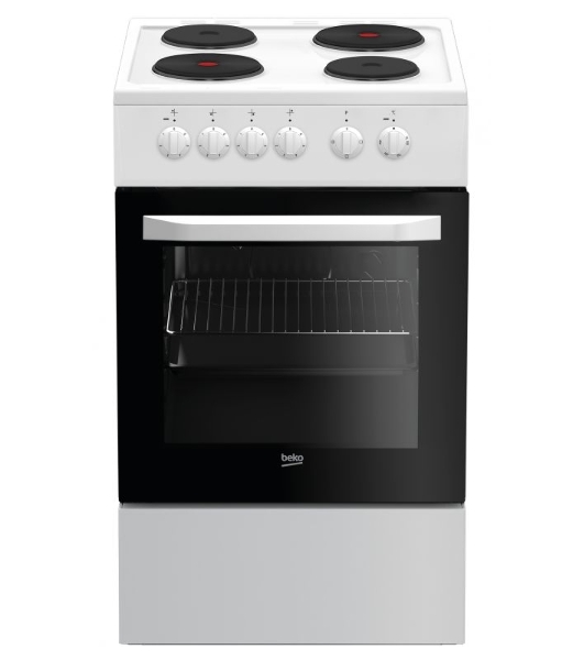 Плита электрическая Beko FFSS56000W белый, конфорок 4 шт, духовка 60 л, 50 см x 85 см x 60 см