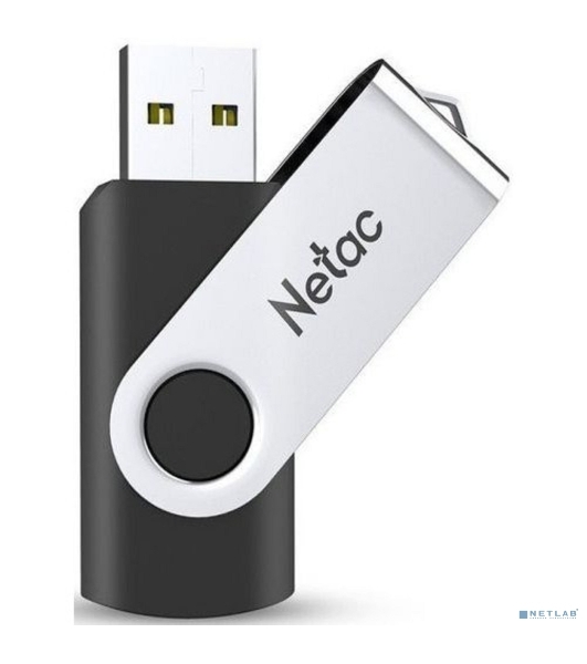 Флешка USB Netac U505 (NT03U505N-064G-20BK), 64Gb, USB 2.0, R/W 70/30, черный/серебристый