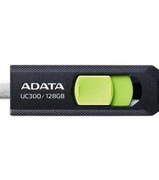 Флешка USB ADATA UC300 (ACHO-UC300-128G-RBK/GN), 128Gb, Type-C USB 3.2, R/W 100/30, черный/зеленый