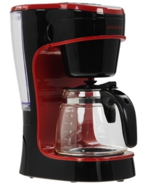 Кофеварка капельная SUPRA CMS-0655 черный/красный, исп. кофе - молотый, 720 мл, 750 Вт.