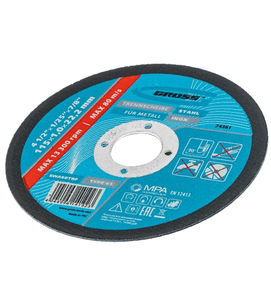 Круг отрезной по металлу Gross SWA60TBF 115x1.0x22.2мм 74361