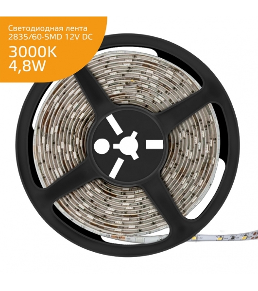 Лента светодиодная Gauss Elementary 2835 -SMD 4.8W 12V DC теплый белый IP66 (ZIP bag 5m)