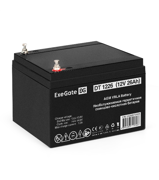 Комплект Источник бесперебойного питания EX296005RUS + батарея 26Aч EX282970RUS 4шт (инвертор, синус, для котла, настенный) ExeGate FineSine SX-7000.LCD.AVR.2SH.T 7000VA/5000W, чистая синусоида, цветной LCD-дисплей, AVR, 2*Schuko+клеммы, линейно-интерактивный, крепление настенное, черный + батарея ExeGate DT 1226 (12В, 26А·ч) 4шт