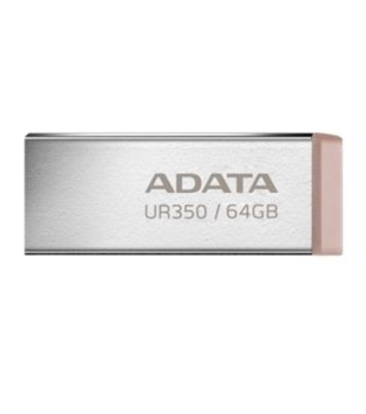 Флешка USB ADATA UR350 (UR350-64G-RSR/BG), 64Gb, USB 3.2, R/W 100/15, серебристый/коричневый