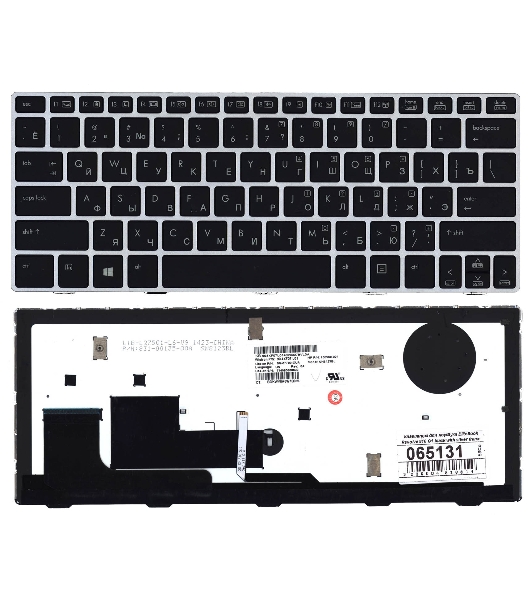 Клавиатура для ноутбука HP EliteBook Revolve 810 G1 черная с серой рамкой и подсветкой