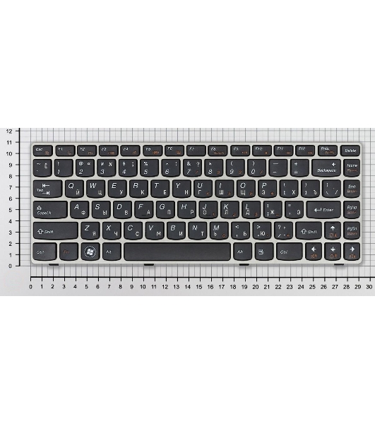 Клавиатура для ноутбука Lenovo IdeaPad Z360 черная с серебристой рамкой