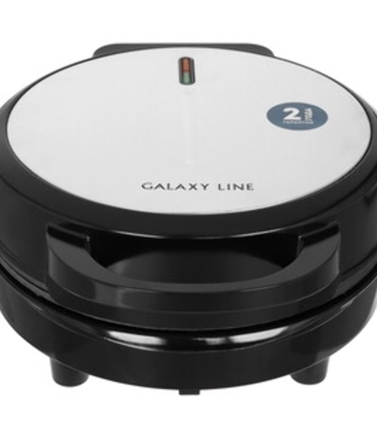 Вафельница Galaxy Line GL 2987, черный с серебристым, с несъемными пластинами, 1200 Вт