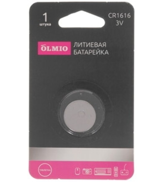 Литиевые батарейки OLMIO CR1616 01 (1 шт в блистере)