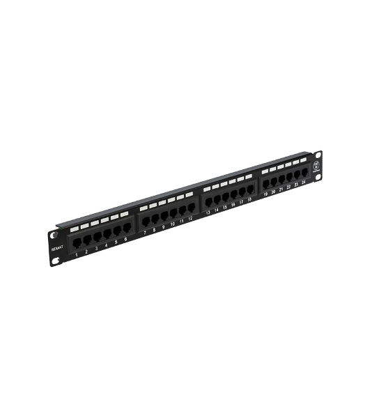 Патч-панель Rexant 19', 1U, 24 порта RJ-45, категория 5e, UTP неэкранированная, черная