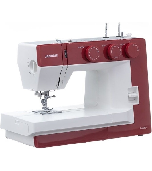 Швейная машина Janome 1522RD 25 операции, петля автомат, верт. челнок, нитевдеватель, мягкий, подарочный набор (шпульки, ножницы, сантиметровая лента, игольница)