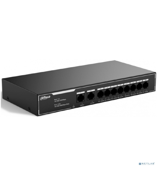 Коммутатор Dahua DH-SG1010LP, 10×1 Гбит/с, неуправляемый