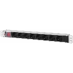 Блок розеток Rem-10 без шнура с выкл., 8 Sсhuko, вход IEC 60320 C14, 10A, алюм., 19', фото2