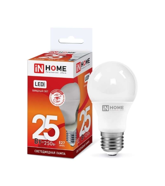 Лампа светодиодная IN HOME LED-A65-VC 25Вт 230В E27 6500К 2000лм 4690612024103