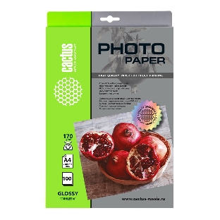 Фотобумага Cactus CS-GA4170100 A4/170г/м2/100л./белый глянцевое для струйной печати