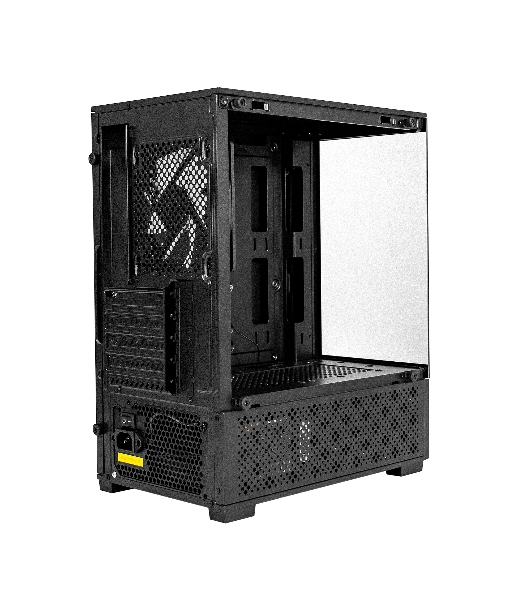 Компьютерный корпус Minitower ExeGate i3 SEA (mATX, БП 500NPX, 2*USB+1*USB 3.0, HD аудио, черный, 1 вент. 12см с RGB подсветкой, передняя и боковая панели - закаленное стекло)