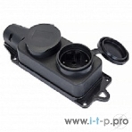 Роз. двухмест. с защит. крышками каучуковая 230В 2P+PE 16A IP44 EKF PROxima, фото 1