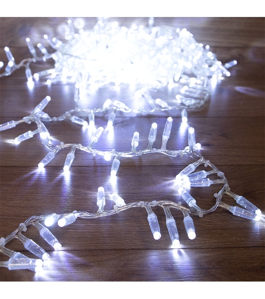 Гирлянда Neon-night 'Кластер' 10 м, 400 LED, прозрачный ПВХ, IP65, соединяемая, цвет свечения белый