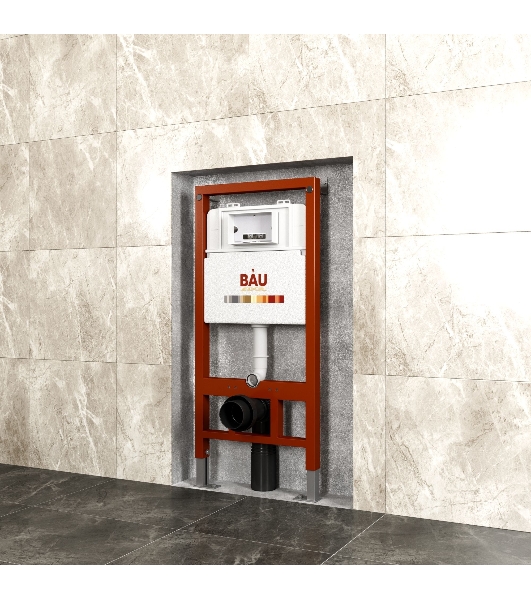 Инсталляция BAU PRO для подвесного унитаза, клавиша смыва BAU Stil антивандальная для системы двойного слива, нержавеющая сталь сатин