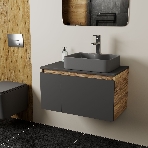 Комплект: тумба Bau Dream Blackwood графит 80, раковина BAU Cerama 48х37, темно-серая, смеситель Hotel Stil, нерж сталь, фото12