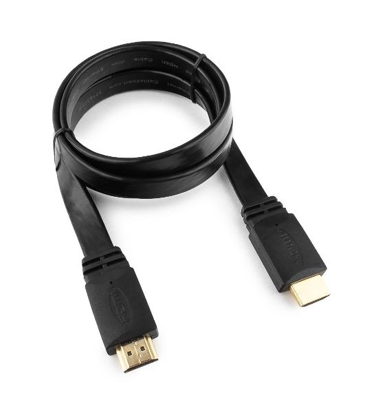 Кабель Cablexpert HDMI CC-HDMI490-15, 19M/19M, v2.0, медь, позол.разъемы, экран, плоский кабель, 1м, черный, пакет