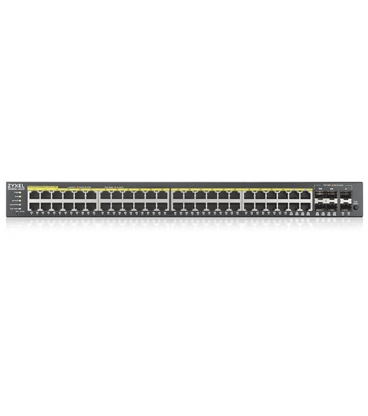 Коммутатор гибридный L2 PoE+ Zyxel NebulaFlex Pro GS2220-50HP, rack 19', 44xGE PoE+, 4xCombo (SFP/RJ-45 PoE+), 2xSFP, бюджет PoE 375 Вт, автономное/облачное управление