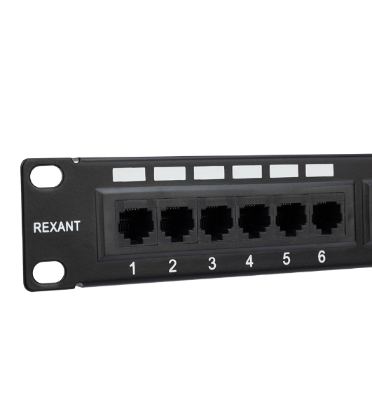 Патч-панель Rexant 19', 1U, 24 порта RJ-45, категория 5e, UTP неэкранированная, черная