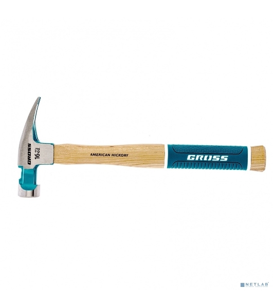 Молоток-гвоздодер Gross 10418 American hickory 450г, угол 75, магнит, обрезиненная рукоятка