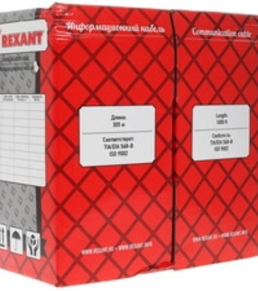 Кабель витая пара Rexant SFTP 4PR 24AWG, cat.5e, бухта 305 м