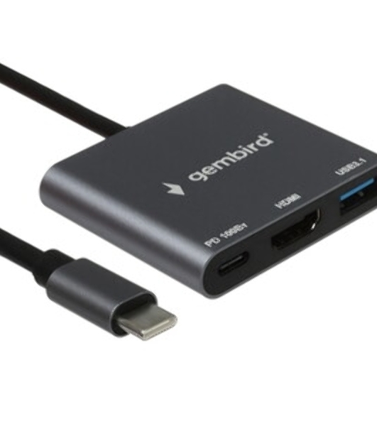 Док-станция Gembird UHB-D2, USB Type-C, USB Type-C PD100W, HDMI, USB Type-C