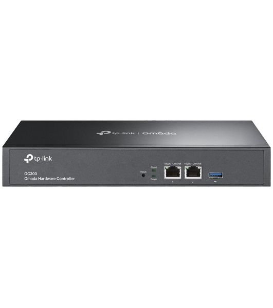 Контроллер TP-Link Omada hardware Controller OC300, 2 gigabit ethernet ports, 1 USB 3.0 port, managed up to 500 Omada Access Points/Switch/Gateway, support batch configuration, firmware upgradation, intelligent network monitoring and captive portal, easy management via Omada APP/Web UI/Cloud access.