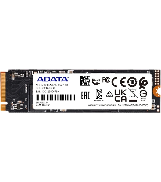 Накопитель SSD ADATA LEGEND 900, 1Tb, PCIe 4.0 x4, M.2 2280, NVMe, R/W 7000/4700, с радиатором