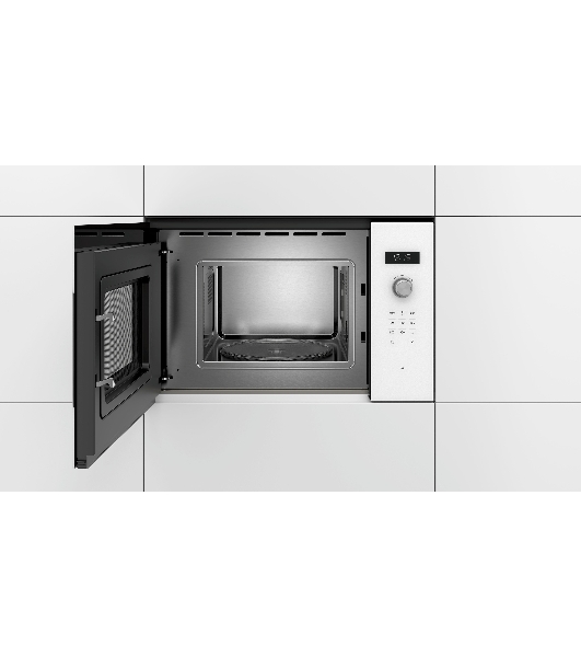 Микроволновая печь встраиваемая Bosch BFL524MW0 белый, 20 л, 800 Вт, переключатели - поворотный механизм/сенсор