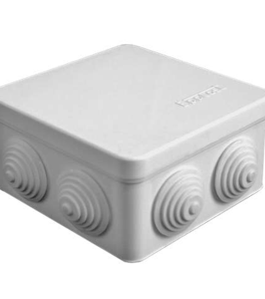 Коробка распределительная ОП 105х105х56 7 выходов 4 гермоввода IP54 крышка защелкивающаяся сер. Epplast 100012
