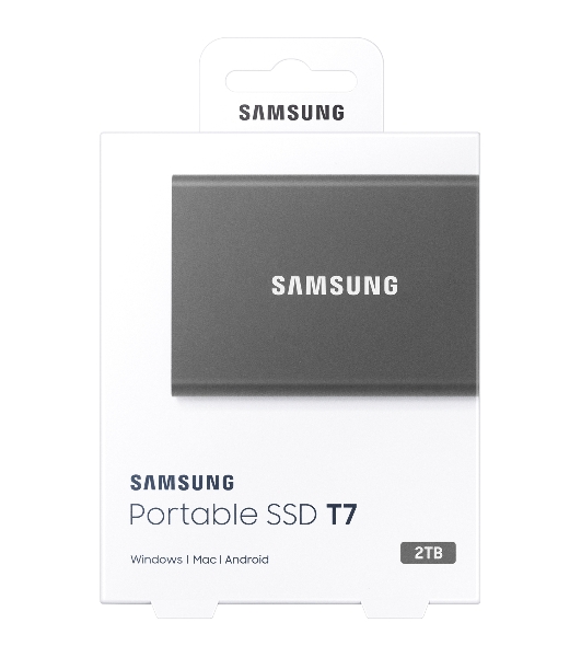 Внешний SSD Samsung T7, 2TB, USB 3.2 Gen 2 Type-C, R/W 1050/1000, титан