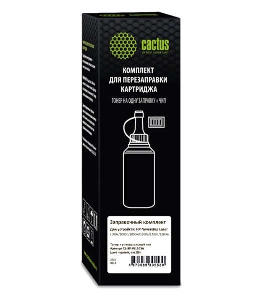 Тонер Cactus CS-RK-W1103A черный флакон 80гр. (в компл.:чип) для принтера HP Neverstop Laser 1000/1200
