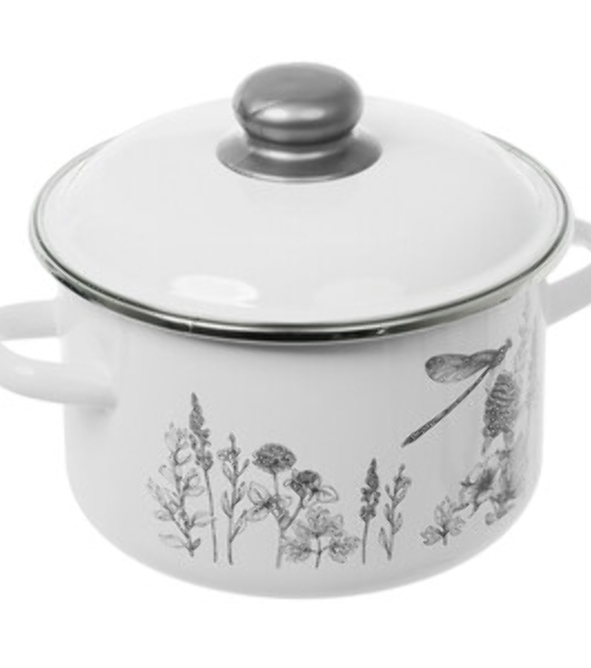 Кастрюля Appetite 1RD181M Flora-2, эмалированная, 3 л
