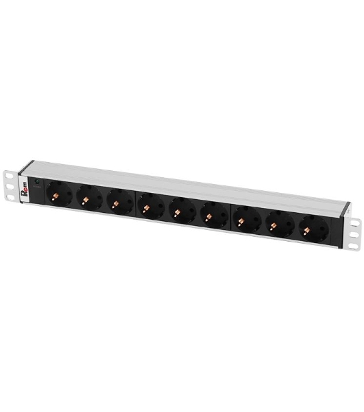 Блок розеток Rem-10 без шнура с инд., 9 Sсhuko, вход IEC 60320 C14, 10A, алюм., 19'