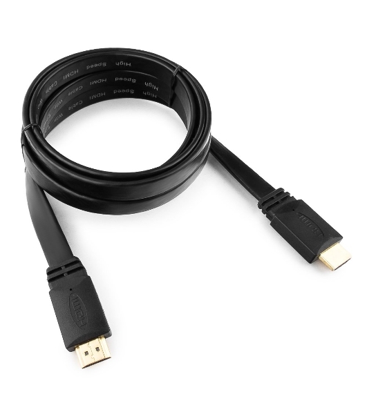 Кабель Cablexpert HDMI CC-HDMI4F-6, 19M/19M, v2.0, медь, позол.разъемы, экран, плоский кабель, 1.8м, черный, пакет