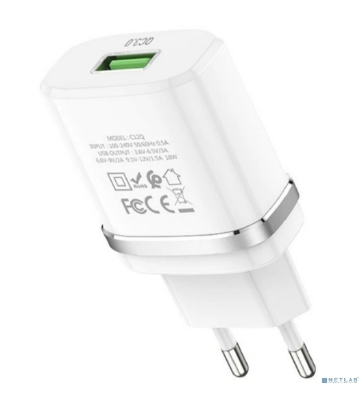 Сетевое зарядное устройство QC 3.0 HOCO HC-16262 C12Q 1 USB Выход: 5V_9V_12V, 18W белый