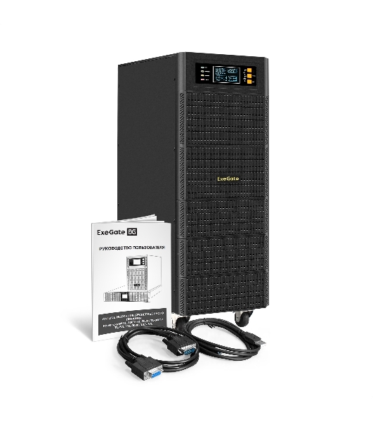Источник бесперебойного питания On-line ExeGate PowerExpert TL-575-6kVA.240V.LCD.AVR.T.USB.RS232.SNMP 6000VA/6000W, On-Line, PF=1, LCD, клеммы, RS232, USB, SNMP-slot, встроенные батареи 12V 7.2Ah -20шт, возможность подключения до 4 внешних батарейных блоков 240В, Tower, металлический корпус на колесиках, черный