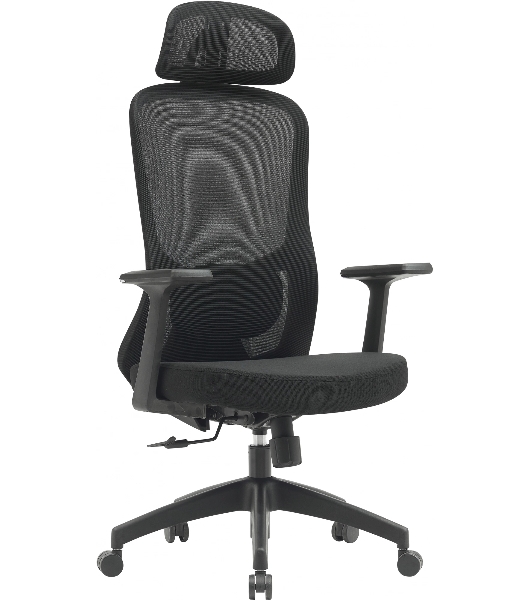 Кресло компьютерное Cactus CS-MC515-BK черный, сиденье черный, сетка/ткань, с подголов. крестов. пластик, пластик черный