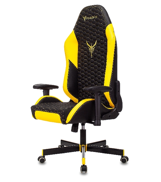 Кресло Knight Neon черный/желтый, экокожа, 120 кг, механизм качания