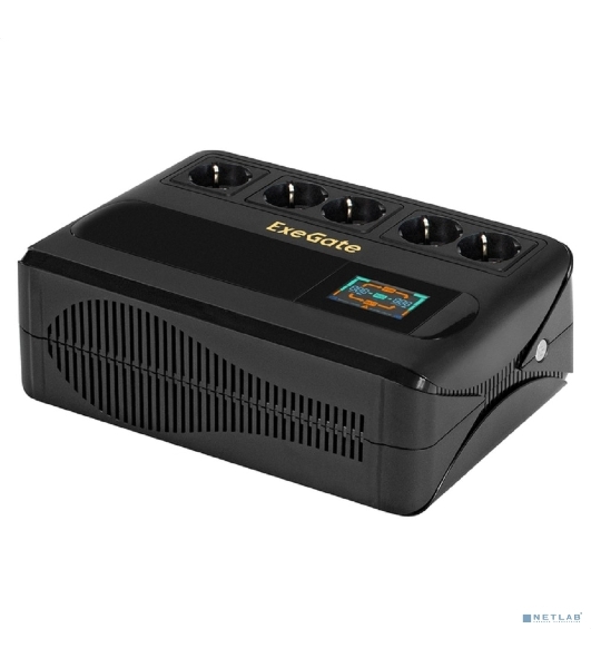 Источник бесперебойного питания ExeGate NEO Smart BU-800.LCD.AVR.5SH 800VA/480W, цветной LCD-дисплей, AVR, 5*Schuko, черный