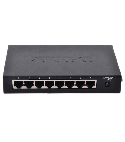 Коммутатор D-Link DES-1008D/(K2A/K3A)RU/J1A/J2A/L2A/L2B, 8×100 Мбит/с, неуправляемый