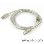 Кабель USB2.0 Cablexpert CCF-USB2-AMBM-TR-15, AM/BM, медь, двойн.экран, фер.кольцо, Pro, 4.5м, прозрач, пакет, фото2