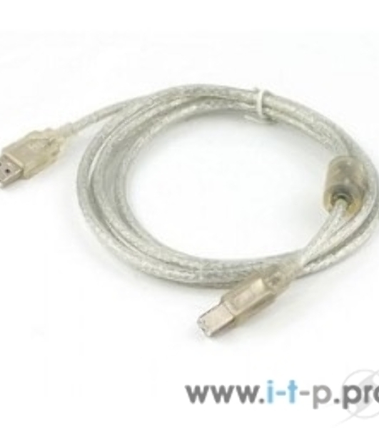 Кабель USB2.0 Cablexpert CCF-USB2-AMBM-TR-15, AM/BM, медь, двойн.экран, фер.кольцо, Pro, 4.5м, прозрач, пакет