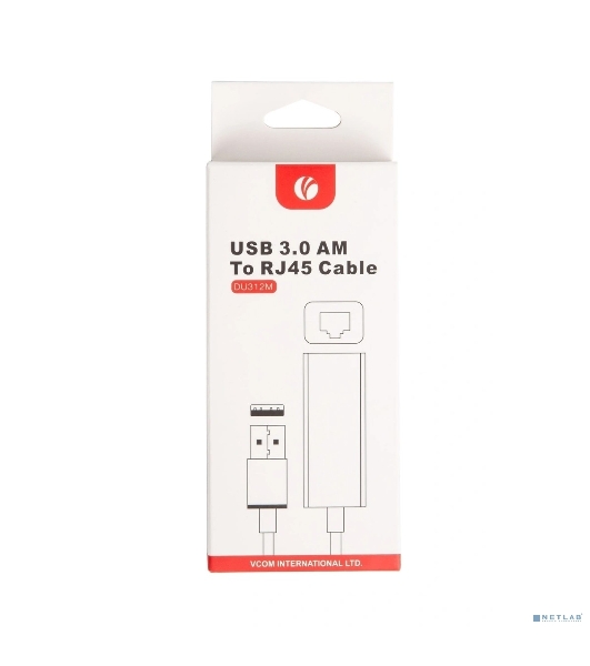 Кабель-переходник USB 3.0 (Am) --> LAN RJ-45 Ethernet 1000 Mbps, Aluminum Shell, VCOM DU312M